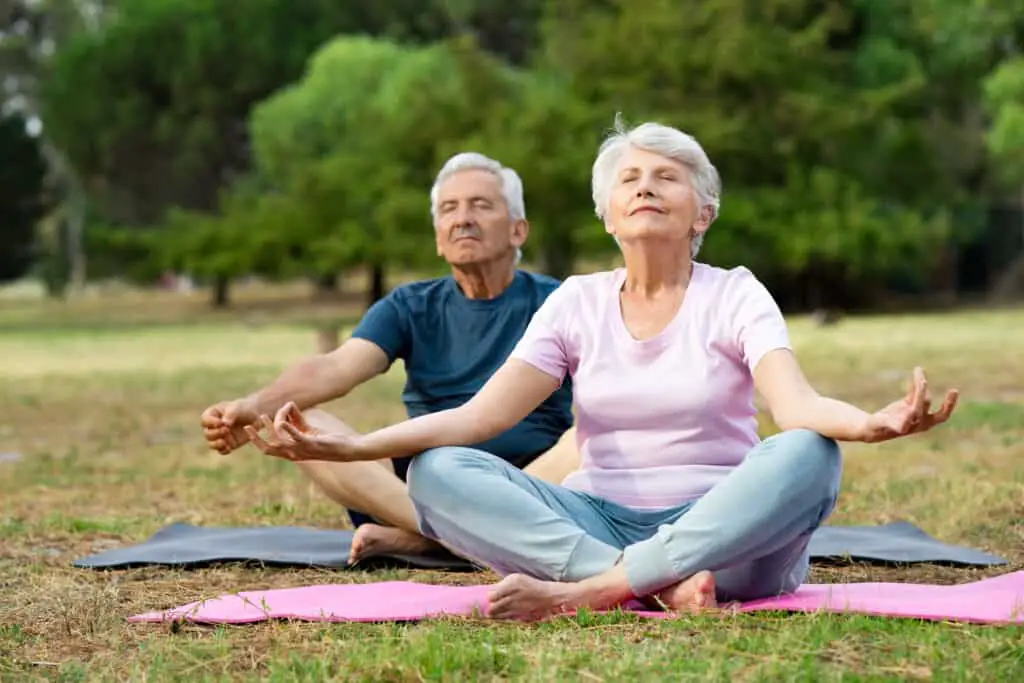 restorative yoga for seniors in the park